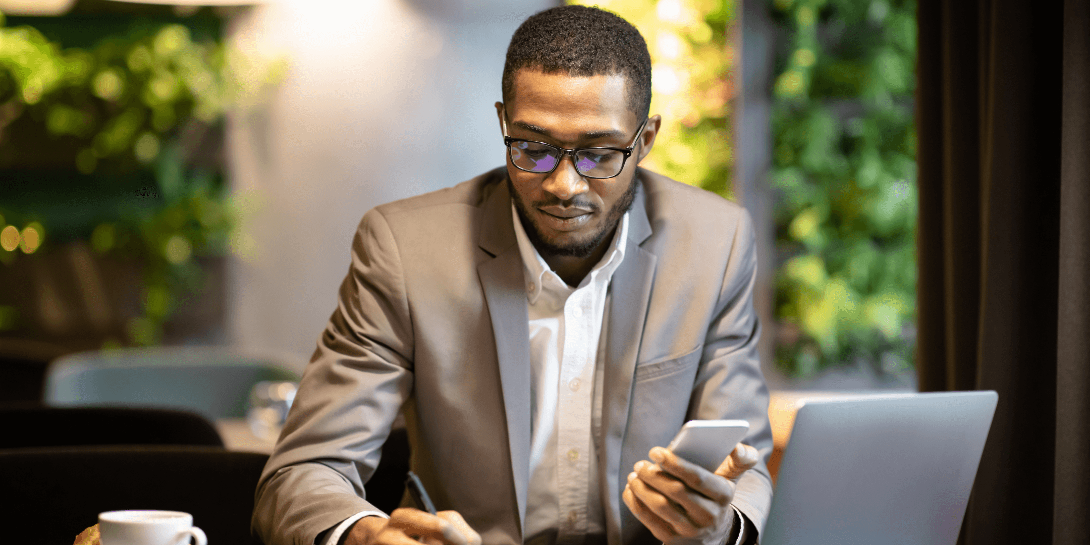 Businessman on phone and laptop